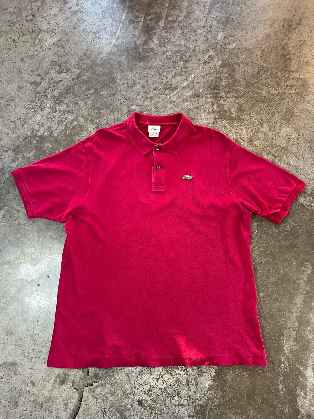 Lacoste Pink Polo Shirt Men’s Size 7 XL 100% Cotton Classic Croc Logo